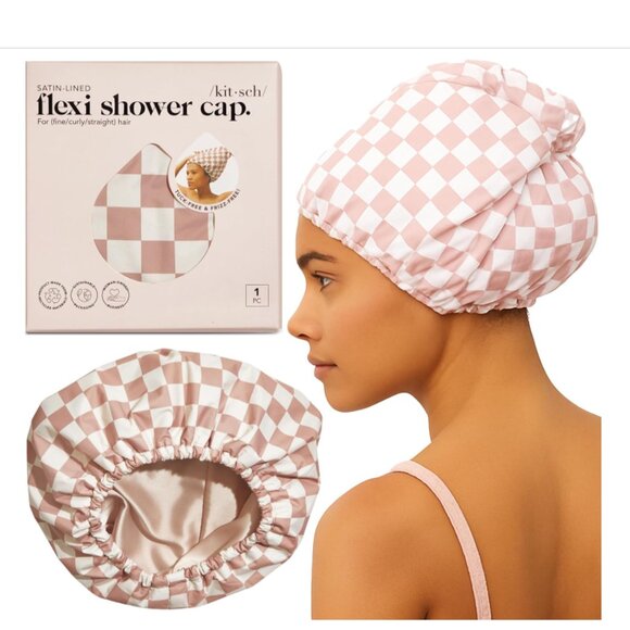 Kitsch Hair Bundle - Headband, Satin-Lined Shower Cap, Microfiber Hair Towel - Picture 4 of 4